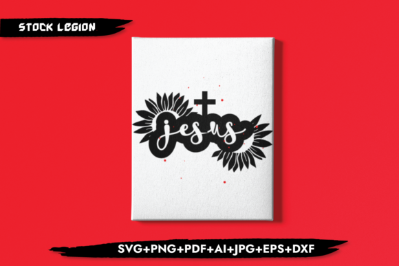 Jesus Lettering Petals and Cross: Graphics for Crafts